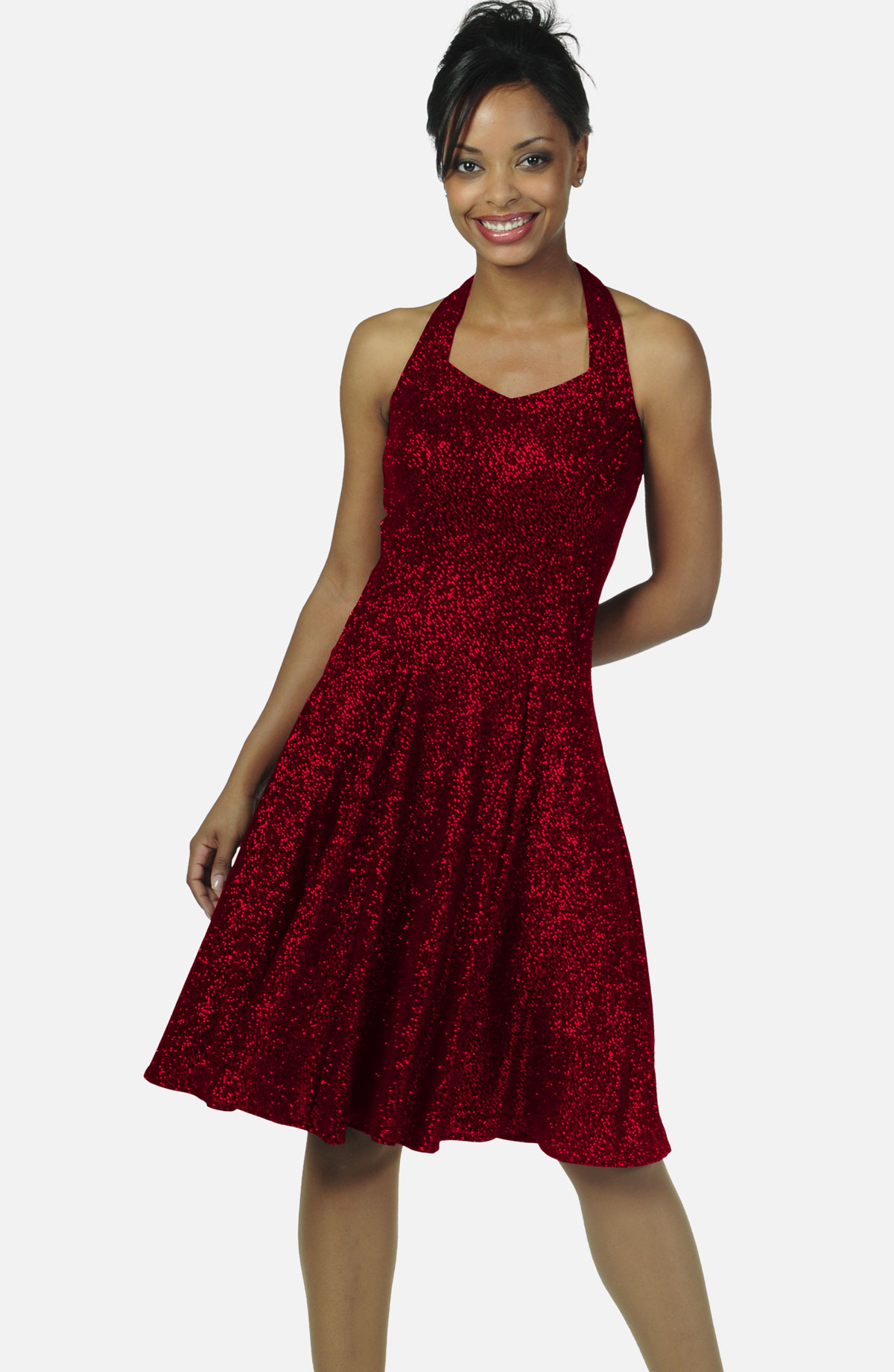 Style SW001GN - Glitter Knit Swing Dress