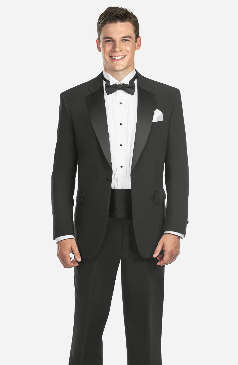 $98 5-PC Notch Lapel Tuxedo Package with Bow Tie