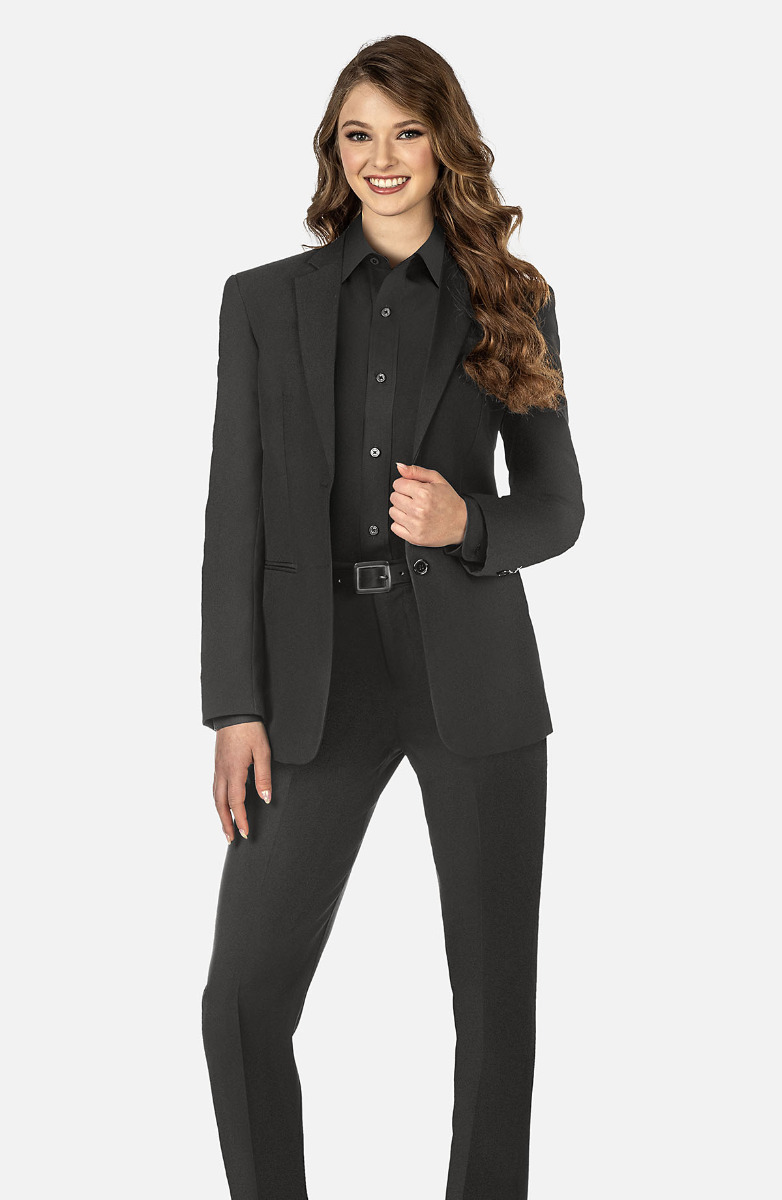 $90 3-PC Ladies Black Suit Package with Black Dress Shirt